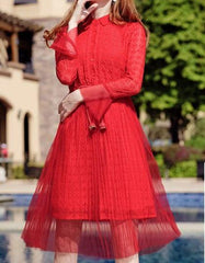 New Lady Lace Long sleeve Skater Dresses