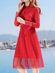 New Lady Lace Long sleeve Skater Dresses