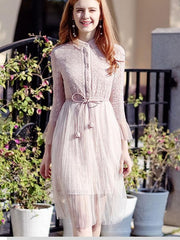 New Lady Lace Long sleeve Skater Dresses