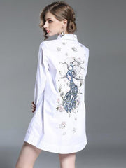 New Embroidery Lapel Long sleeve Blouses