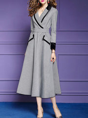 Elegant Stripe Long Woman With Pocket Maxi Dresses
