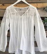 V-Neck Patchwork Hollow Out Plain Blouses