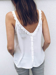 V Neck Sweet Strap Women Lace Two-wearing Vests