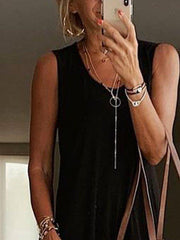 Sleeveless Shift Casual Plain Dresses