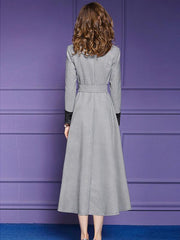 Elegant Stripe Long Woman With Pocket Maxi Dresses