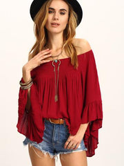 Pure Off shoulder Ruffle sleeve T-Shirts