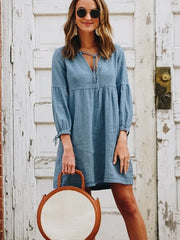 Fashion Plain Long Sleeve Casual Dresses