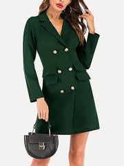 Chic Woman V-neck Double-breasted Blazer Dress