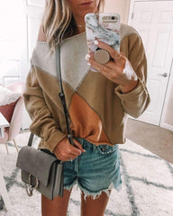 Fashion Round neck Gored Long sleeve T-Shirts