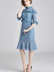 New Lace Half sleeve Fishtail Bodycon Dresses