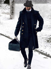 Men's Mid-Length Double-Breasted Loose-Fitting Lapel Trench Coat