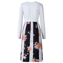 Fashion Gored Lacing Floral Skater Dresses