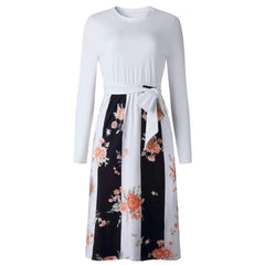 Fashion Gored Lacing Floral Skater Dresses