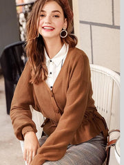 New Women Fashion V neck Cardigan