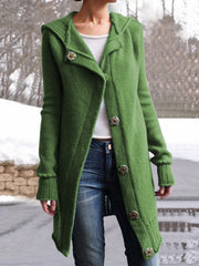 Women Buttoned Vintage Hoodie Sweater Coats