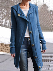 Women Buttoned Vintage Hoodie Sweater Coats