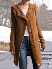 Women Buttoned Vintage Hoodie Sweater Coats