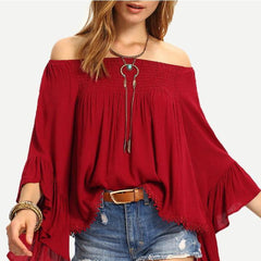 Pure Off shoulder Ruffle sleeve T-Shirts