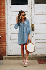 Fashion Plain Long Sleeve Casual Dresses