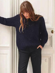 Woman Fashion Solid Color Knitting Sweater Tops
