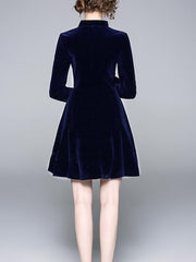 Autumn Half-high Collar  Long sleeve Skater Dresses