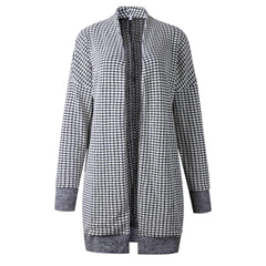 Fashion Plaid Knit Cardigan Coats