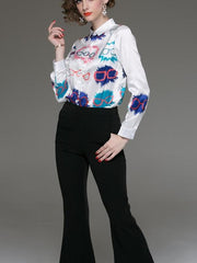 New Autumn Fashion Long sleeve Floral Blouses