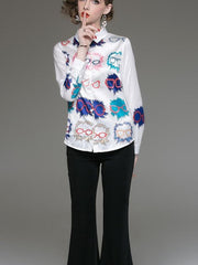 New Autumn Fashion Long sleeve Floral Blouses