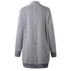 Fashion Plaid Knit Cardigan Coats