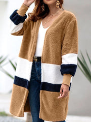 Women Fashion Colour mixture Plush Coats
