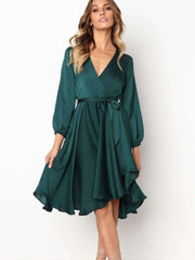 Fashion Pure V neck Lacing Skater Dresses
