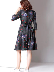 New Women Cherry Floral Off shoulder Lace Skater Dresses