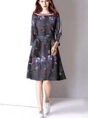 New Women Cherry Floral Off shoulder Lace Skater Dresses