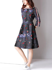 New Women Cherry Floral Off shoulder Lace Skater Dresses