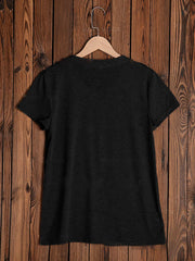 Black Moon Printed Club Daily Casual Short Sleeve Shift Shirts & Tops