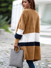 Women Fashion Colour mixture Plush Coats