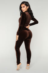 New Fashion Velour Comfort Zipper Women Jumpsuits
