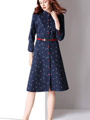 New Autumn Long sleeve Jean Floral Lace Blouses Skater Dresses