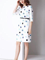 Women New Round neck Point Lace Skater Dresses