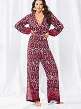 Autumn Floral V neck Jumpsuits