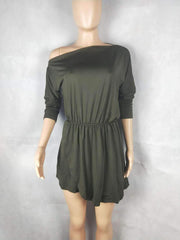 Women Off shoulder Long sleeve Skater Dresses