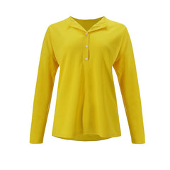 Fashion Button Long Sleeve Plain T-Shirts