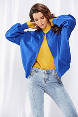Women Long sleeve Zipper Pure Jackets