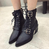 New Fashion Buckle Chunky Heel Matin Boots
