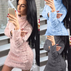 Plush High collar Long sleeve Sweaters