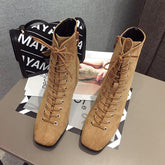 Fashion Lace Chunky Ankle boot