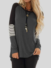 Women Round neck Gored Stripe T-Shirts