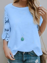 Women Plain lace round neck summer T-shirts