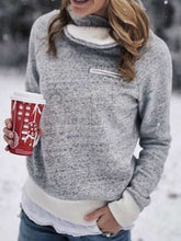 Fashion Gored Plush High collar Long sleeve Sweatshirts