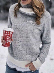 Fashion Gored Plush High collar Long sleeve Sweatshirts